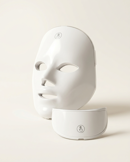 LED-mask för ansikte och hals – vit, med halsdel